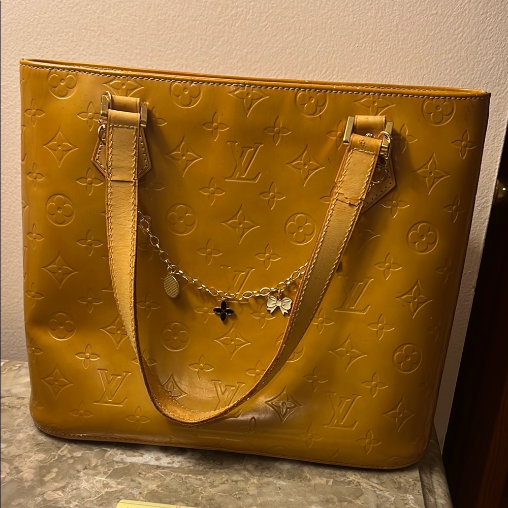 Authentic Louis Vuitton Tan Leather Tote with Embossed Pattern